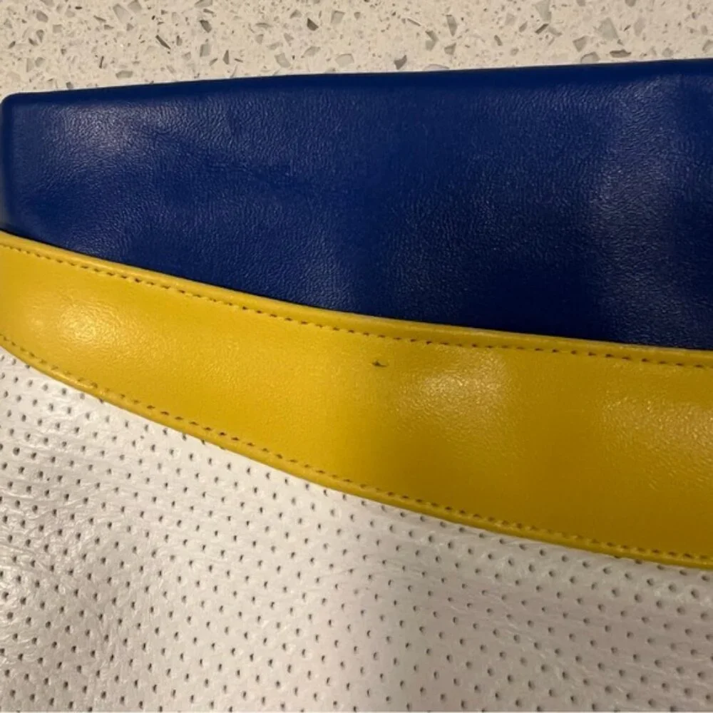 VINTAGE 90s Leather Colorblock Crossbody Bag or Clutch wTWO Detachable Straps - Picture 4 of 10